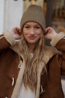 Manteau en daim camel femme hiver chaud doublure fausse fourrure ski Scott