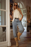 Top en maille écru femme évasé tendance Isaac