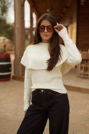 Pull grand col écru femme hiver abel