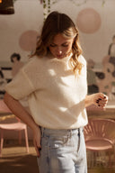 Pull manches courtes oversize blanc Alban