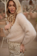 Pull mohair femme hiver taupe chaud Sean