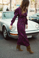 Robe longue Candice fushia décolleté profond soirée élégante création