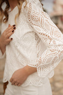 Blouse brodée bohème femme été blanche Anabelle