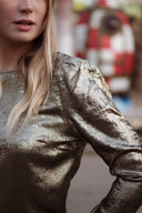 Blouse dos nu femme doré fêtes de noel fluide Anael