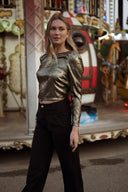 Blouse dos nu femme doré fêtes de noel fluide Anael