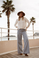 Blouse coton lin bohème été femme tendance blanc Chloé