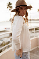 Blouse coton lin bohème été femme tendance blanc Chloé