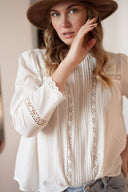 Blouse coton lin bohème été femme tendance blanc Chloé