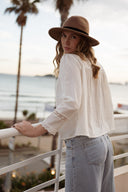 Blouse coton lin bohème été femme tendance blanc Chloé