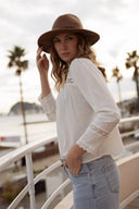 Blouse coton lin bohème été femme tendance blanc Chloé