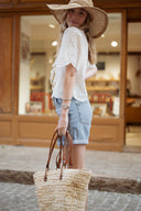 Blouse blanche femme été brodée bohème courte Lucile