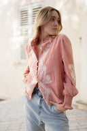 Blouse terracotta femme manches longues brodée Mary