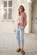 Blouse terracotta femme manches longues brodée Mary