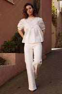 Blouse blanche brodée femme manches courtes Olie