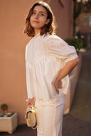 Blouse blanche brodée femme manches courtes Olie