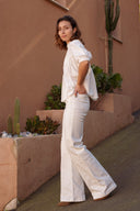 Blouse blanche brodée femme manches courtes Olie