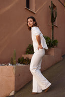 Blouse blanche brodée femme manches courtes Olie