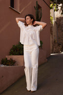 Blouse blanche brodée femme manches courtes Olie