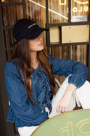 Blouse en jean avec noeud hiver tendance femme Paloma