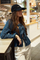 Blouse en jean avec noeud hiver tendance femme Paloma