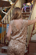 Blouse sequins or femme fêtes soirée velours beige Suzanna