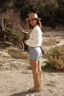 Blouse en dentelle tendance femme écru avec petit col Vinciane