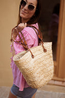 Blouse rayée fushia évasée péplum avec noeuds femme Frida