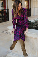 Robe longue Candice fushia décolleté profond soirée élégante création