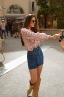 Chemise femme hiver a fleurs bordeaux 100% coton Opale