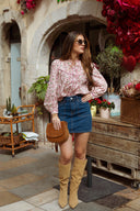 Chemise femme hiver a fleurs bordeaux 100% coton Opale