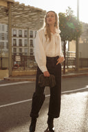 Jean large femme taille haute hiver tendance gris foncé César