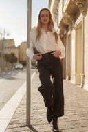 Jean large femme taille haute hiver tendance gris foncé César