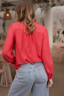 Chemise fluide rouge femme printemps brodée tendance Rosalie