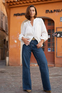 Chemise hiver femme manches longues coton blanc Salome