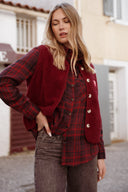 Chemise à carreaux femme hiver bordeaux chaud Telma