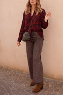 Chemise à carreaux femme hiver bordeaux chaud Telma