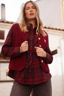 Chemise à carreaux femme hiver bordeaux chaud Telma