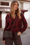 Chemise à carreaux femme hiver bordeaux chaud Telma