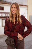 Chemise à carreaux femme hiver bordeaux chaud Telma