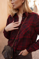 Chemise à carreaux femme hiver bordeaux chaud Telma