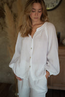 Chemise gaze de coton blanc femme été bohème Vicky