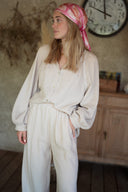 Chemise gaze de coton beige femme été bohème Vicky