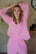 Chemise gaze de coton rose femme été bohème Vicky