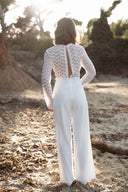 Combinaison longue femme été dentelle blanche dos nu mariage civil mariée Anna