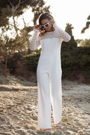 Combinaison longue femme été dentelle blanche dos nu mariage civil mariée Anna