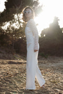 Combinaison longue femme été dentelle blanche dos nu mariage civil mariée Anna