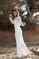 Combinaison longue femme été dentelle blanche dos nu mariage civil mariée Anna