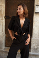 Combinaison pantalon femme tendance noire dos nu souple Celestine Lucie star ac