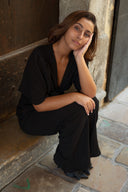 Combinaison pantalon femme tendance noire dos nu souple Celestine Lucie star ac