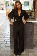 Combinaison pantalon femme tendance noire dos nu souple Celestine Lucie star ac